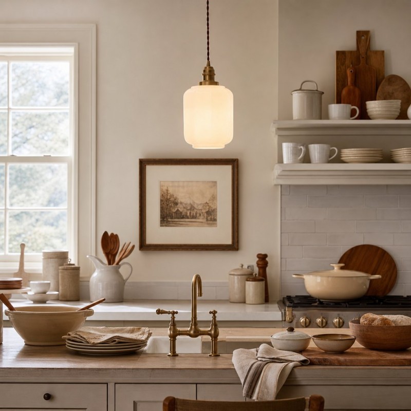 Balthazar Japanese Lantern White Glass Pendant Light
