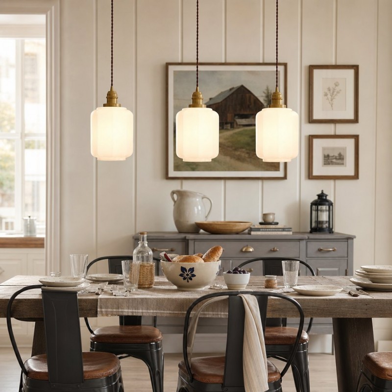 Balthazar Japanese Lantern White Glass Pendant Light