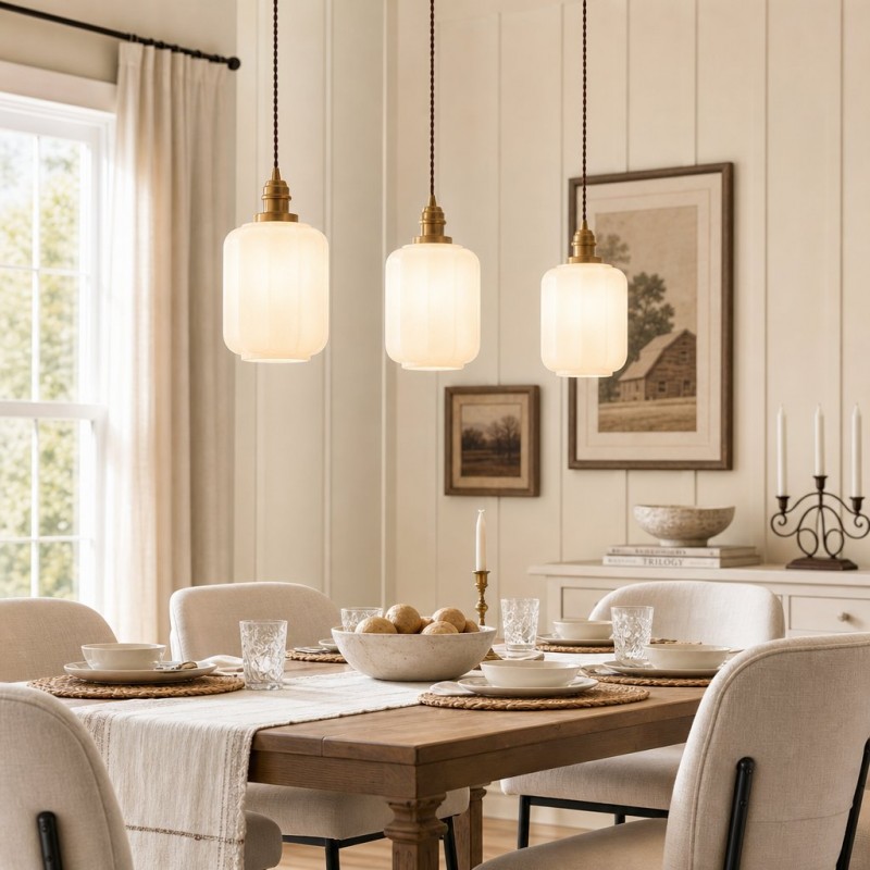 Balthazar Japanese Lantern White Glass Pendant Light