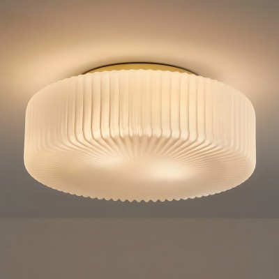 Nymirra Modern Ribbed Glass Flush Mount Ceiling Light
