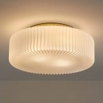 Nymirra Modern Ribbed Glass Flush Mount Ceiling Light