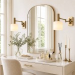 Aura Elegant Brass Swing Arm Porcelain Wall Sconce