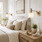 Aura Elegant Brass Swing Arm Porcelain Wall Sconce