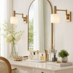 Aura Elegant Brass Swing Arm Porcelain Wall Sconce