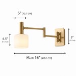 Aura Elegant Brass Swing Arm Porcelain Wall Sconce