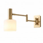Aura Elegant Brass Swing Arm Porcelain Wall Sconce