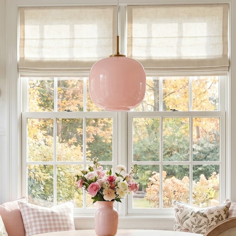 Louis Cream Stained Glass Globe Pendant Light