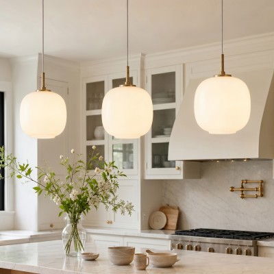 Louis Cream Stained Glass Globe Pendant Light