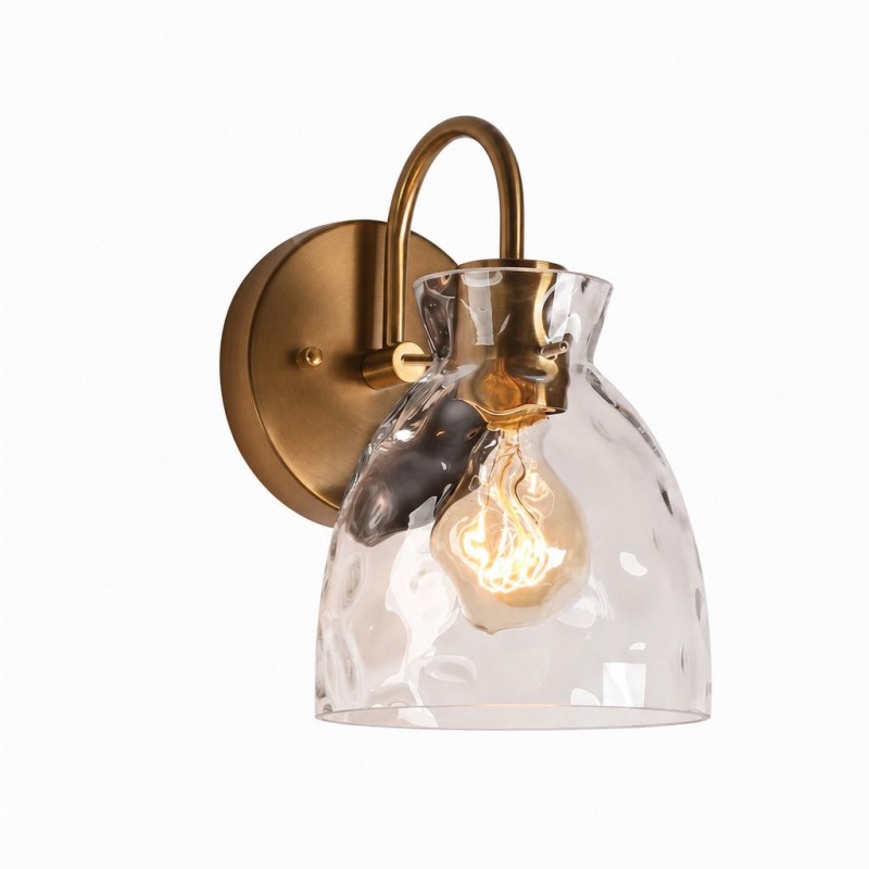 Brant Modern Hammered Glass Dome Vanity Wall Light