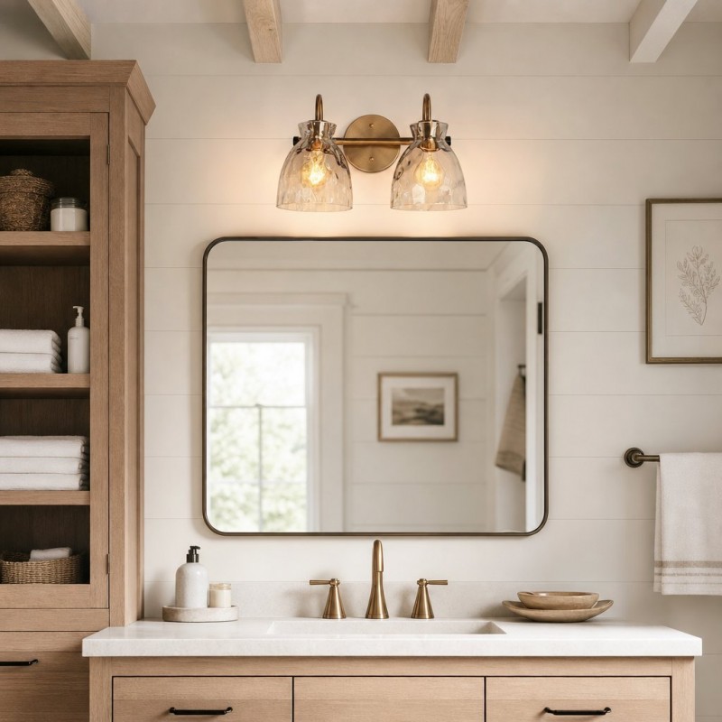 Brant Modern Hammered Glass Dome Vanity Wall Light