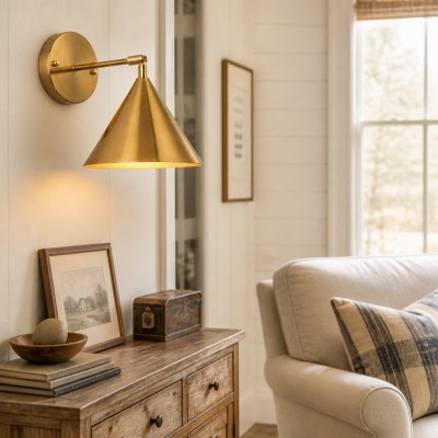 Bastian Adjustable Industrial Brass Wall Sconce