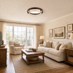 Jayce Organic Wood & Travertine Layered Round Ceiling Light