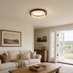 Jayce Organic Wood & Travertine Layered Round Ceiling Light