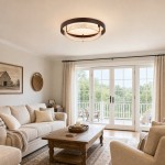 Jayce Organic Wood & Travertine Layered Round Ceiling Light
