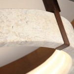 Jayce Organic Wood & Travertine Layered Round Ceiling Light
