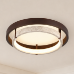 Jayce Organic Wood & Travertine Layered Round Ceiling Light