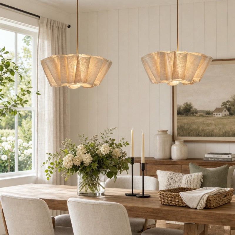 Jonas Modern Pleated Fabric Pendant Light
