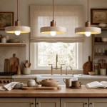 Harlow Wabi-Sabi Travertine & Wood Circular Pendant Light