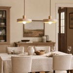 Harlow Wabi-Sabi Travertine & Wood Circular Pendant Light