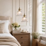 Fawen Retro Floral  Ribbed Glass Shade Pendant Light