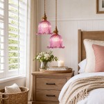 Fawen Retro Floral  Ribbed Glass Shade Pendant Light