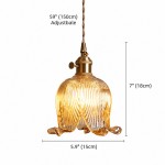 Fawen Retro Floral  Ribbed Glass Shade Pendant Light