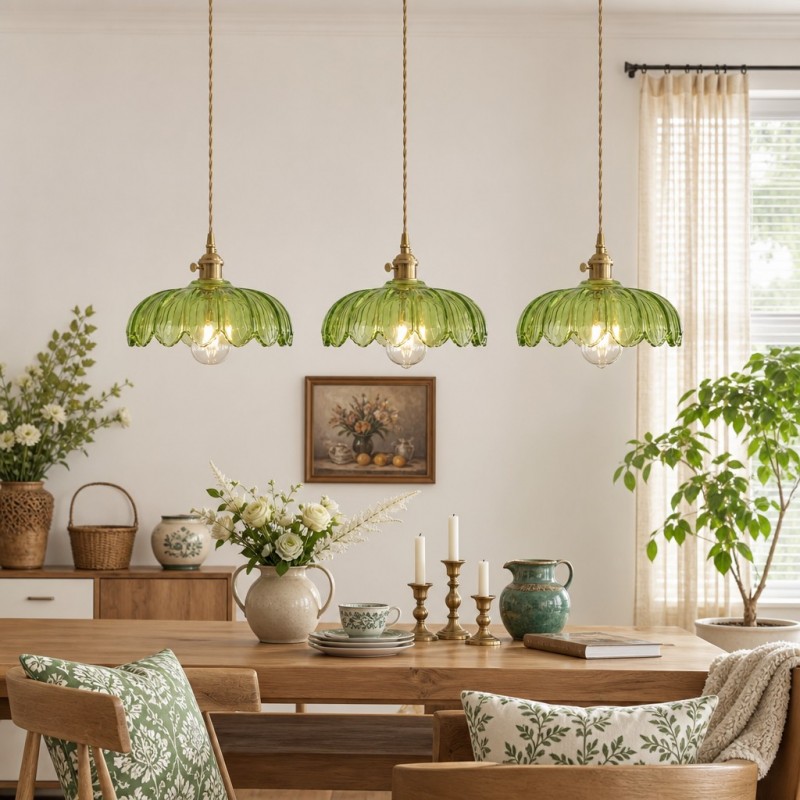 Jacinta Green Scalloped Pendant Light