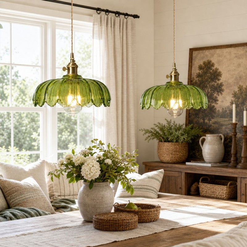 Jacinta Green Scalloped Pendant Light