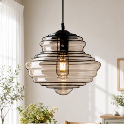 Helix Modern Glass Spool Pendant Light