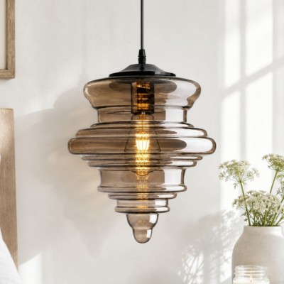 Helix Modern Glass Spool Pendant Light