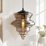 Cyrilith Farmhouse Pumpkin Glass Eloise Pendant Light