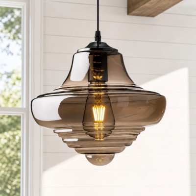Helix Modern Glass Spool Pendant Light
