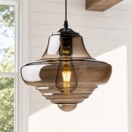 Cyrilith Farmhouse Pumpkin Glass Eloise Pendant Light