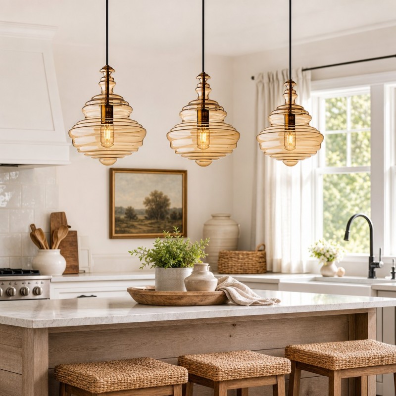 Helix Modern Glass Spool Pendant Light