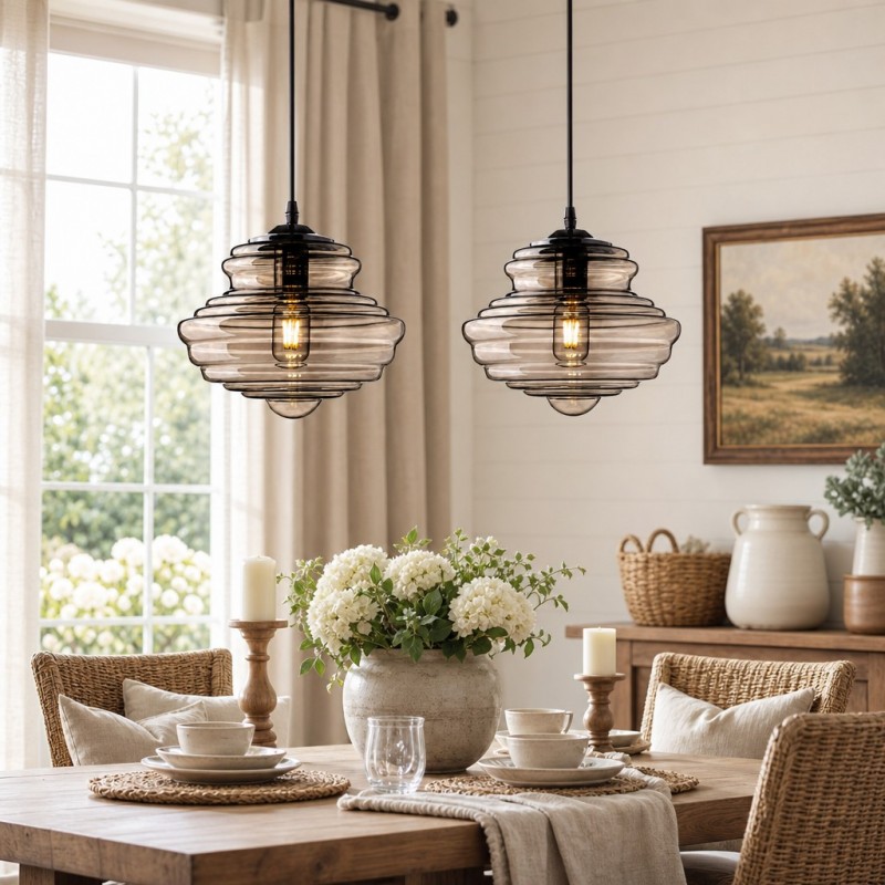 Helix Modern Glass Spool Pendant Light