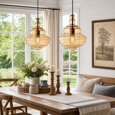 Helix Modern Glass Spool Pendant Light
