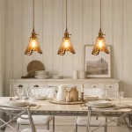 Cyralix Brass Coffee Water Ripple Glass Pendant Light