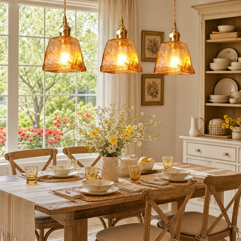 Cyralix Brass Coffee Water Ripple Glass Pendant Light