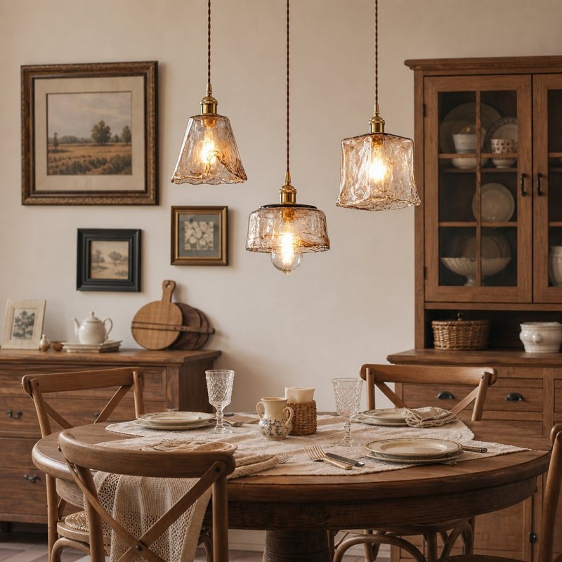 Cyralix Brass Coffee Water Ripple Glass Pendant Light