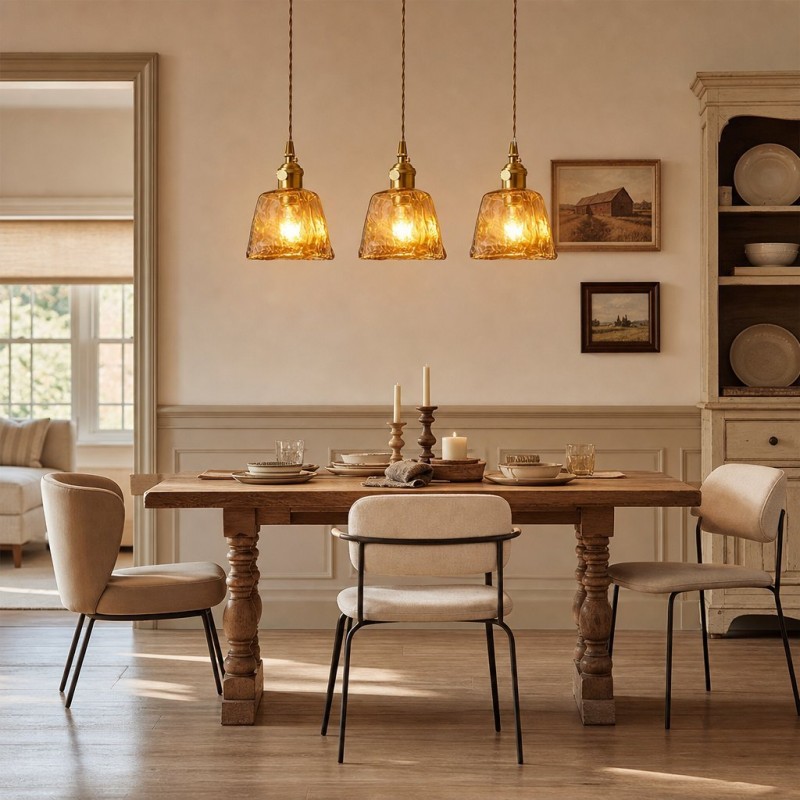 Cyralix Brass Coffee Water Ripple Glass Pendant Light