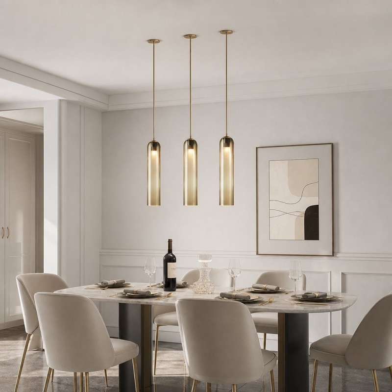 Kimaya Benedict Tube Glass Pendant Lamp
