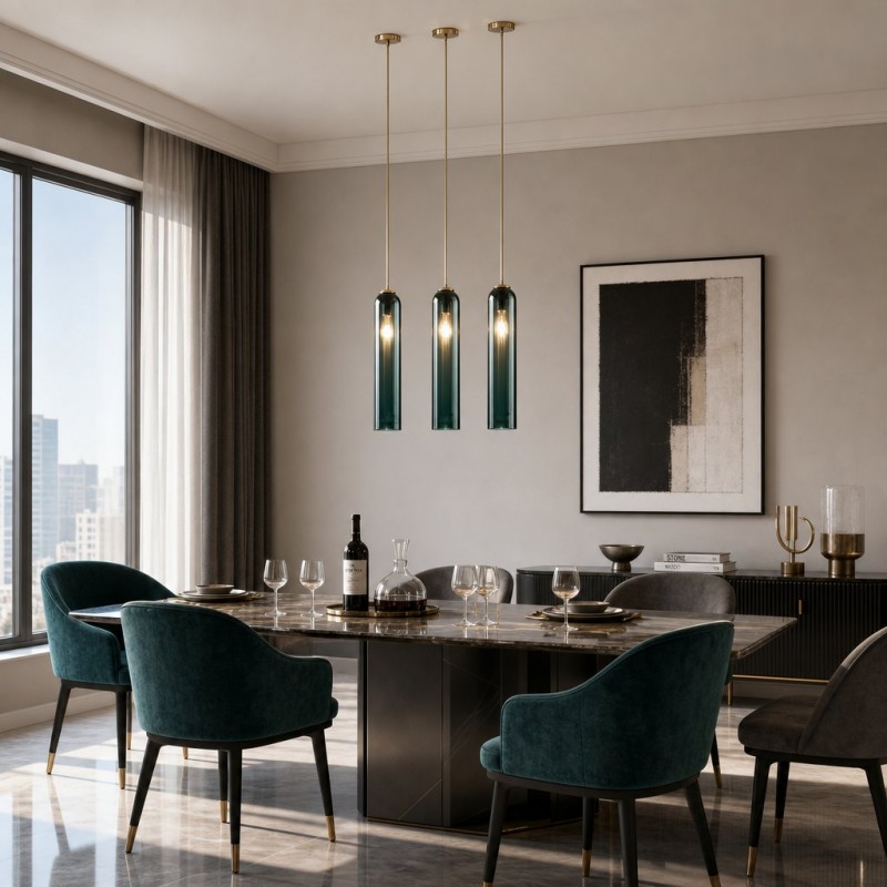Kimaya Benedict Tube Glass Pendant Lamp