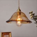 Faelthorin Farmhouse Brass Hammered Square Glass Pendant Lamp