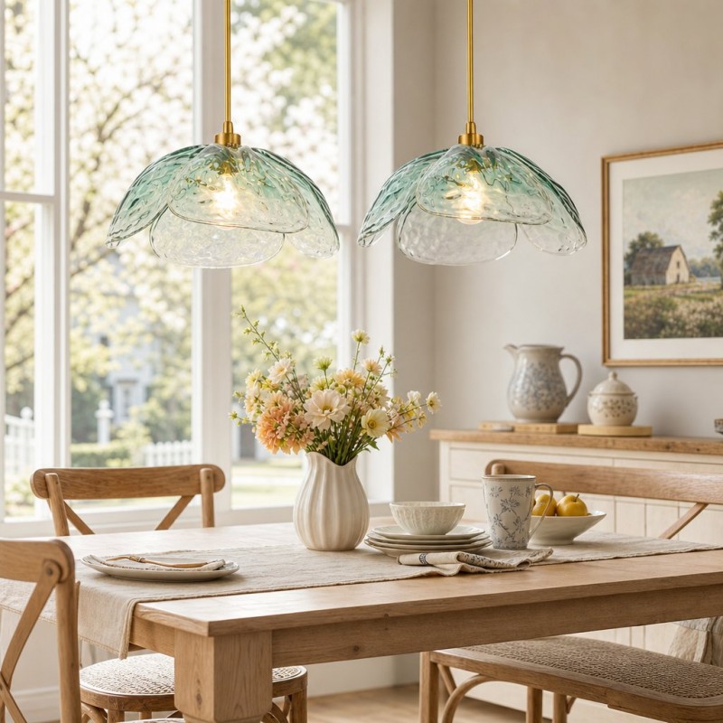 Vexen Flower Stained Glass Hanging Lamp