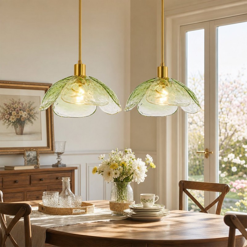 Vexen Flower Stained Glass Hanging Lamp