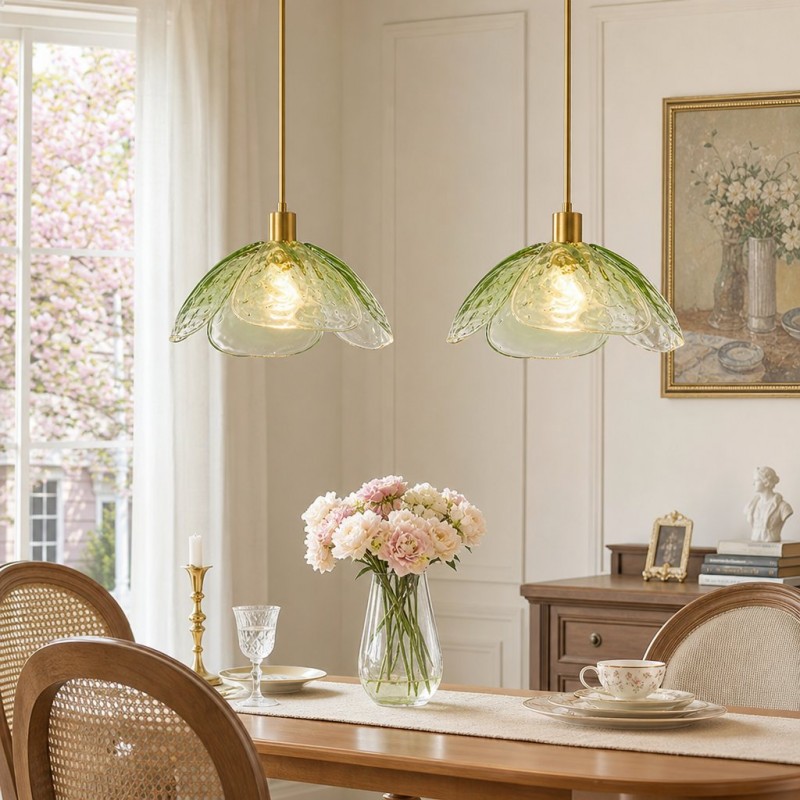 Vexen Flower Stained Glass Hanging Lamp