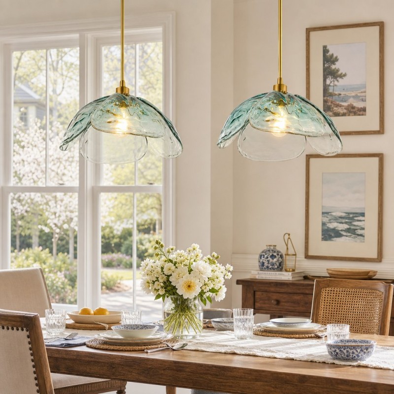 Vexen Flower Stained Glass Hanging Lamp