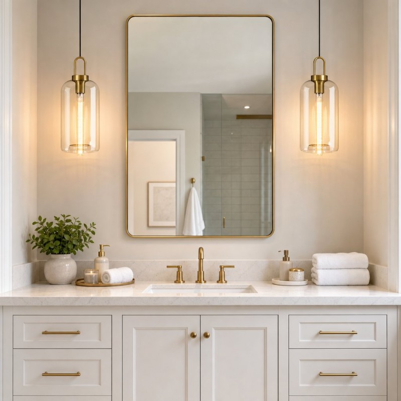 Vylith Brass Cognac Glass Single Hanging Lamp