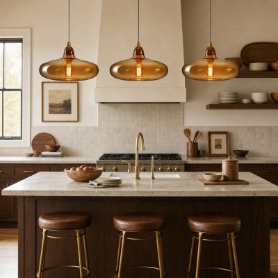 Zyren Modern Art Amber Glass Pendant Light