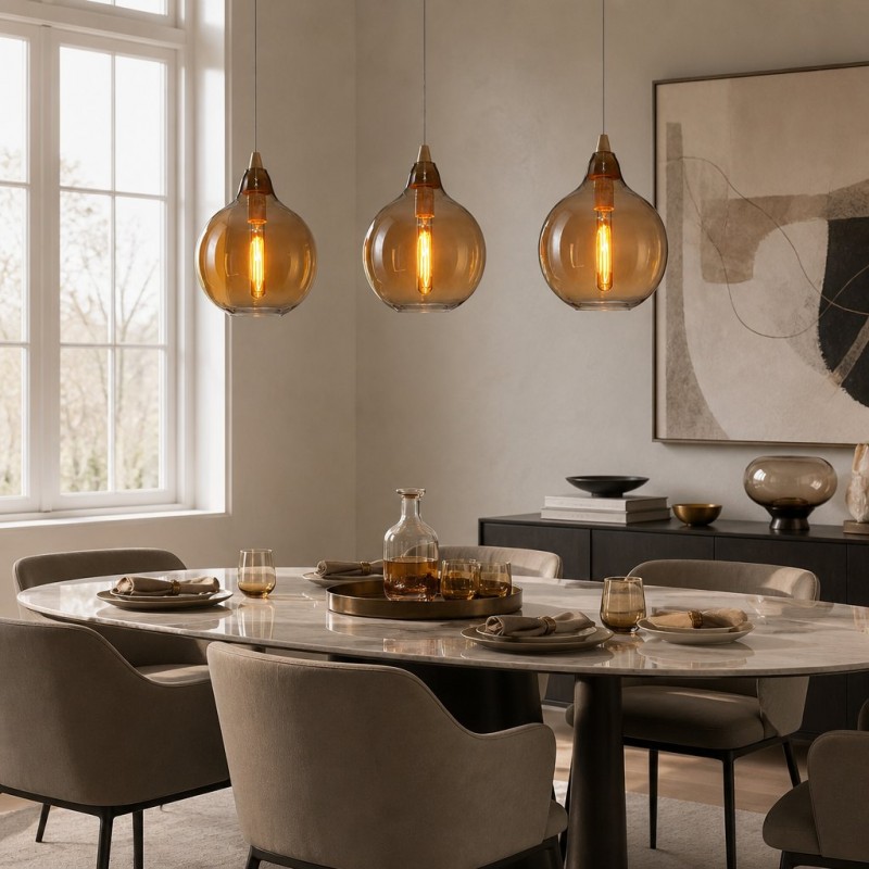Zyren Modern Art Amber Glass Pendant Light